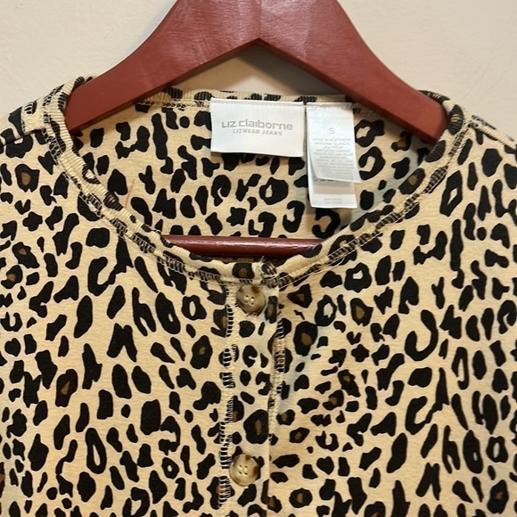 Liz 2pc Animal Print set Button up cardigan & Sleeveless Tee Women’s S Cotton - Picture 4 of 11